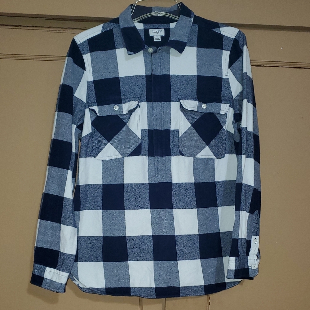J. Crew Navy and White Checkered Button Down Shirt